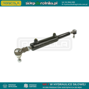 Cylinder siłownik hydrauliczny wspomagania T-25. Montowany do korpusu silnika, skok 190mm. W komplecie z przegubami kulistymi.