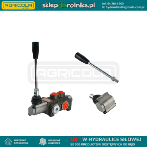 Rozdzielacz hydrauliczny 1 sekcyjny 40L w zestawie z zapasowym kołpakiem i dźwignią
