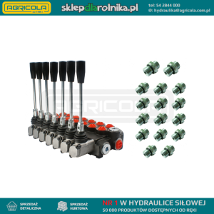 Rozdzielacz hydrauliczny 7 sekcyjny 40L w zestawie z przyłączami