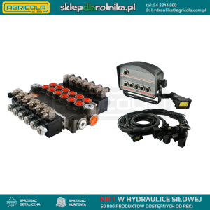 Rozdzielacz hydrauliczny 6 sekcyjny 80L/min sterowany elektrycznie 24V z panelem sterującym z sześcioma przyciskami