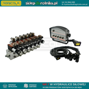 Rozdzielacz hydrauliczny 6 sekcyjny blokowy typu CETOP 03 NG6 sterowany elektrycznie 12V z panelem sterującym z sześcioma przyciskami