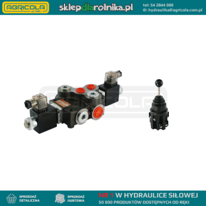 Rozdzielacz hydrauliczny 1 sekcyjny 80L/min sterowany elektrycznie 12V w zestawie z joystickiem elektrycznym 5 pozycyjnym