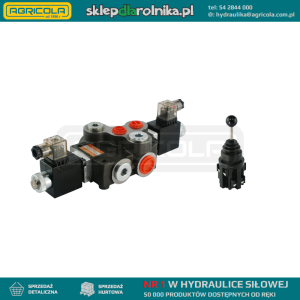 Rozdzielacz hydrauliczny 1 sekcyjny 80L/min sterowany elektrycznie 24V w zestawie z joystickiem elektrycznym 5 pozycyjnym