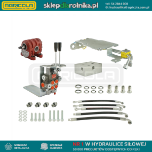 Zestaw do przeróbki i rozbudowy podstawowej hydrauliki w ciągnikach ursus C-330 w zestawie adapter, pompa żeliwna, rozdzielacz 2 sekcyjny, wsporniki, gniazda, węże i złącza.