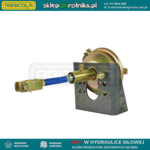 Siłownik hamulcowy pneumatyczno-hydrauliczny, średnica tłoczyska 30mm, rozmiar membrany T20 (śr. zew. 150mm) ze wspornikiem