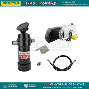 Hydraulika do przyczepy wywrotki, kipra. Zestaw do wywrotu: zasilacz 12V + siłownik skok 910 udźwig do 7 ton