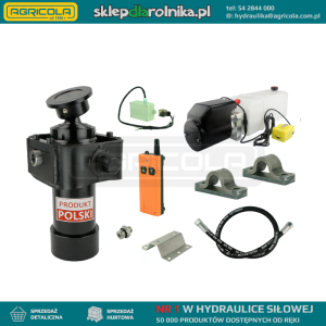 Hydraulika do przyczepy wywrotki, kipra. Zestaw do wywrotu: zasilacz 12V ze sterowaniem bezprzewodowym + siłownik skok 910 udźwig do 7 ton