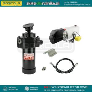 Hydraulika do przyczepy wywrotki, kipra. Zestaw do wywrotu: zasilacz 12V + siłownik skok 1432 udźwig do 12 ton