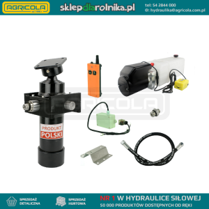 Hydraulika do przyczepy wywrotki, kipra. Zestaw do wywrotu: zasilacz 24V ze sterowaniem bezprzewodowym + siłownik skok 700 udźwig do 5 ton