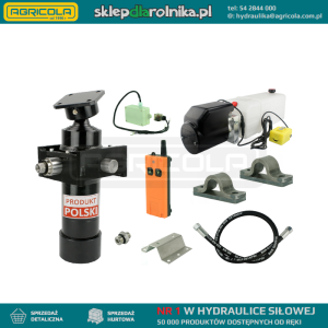 Hydraulika do przyczepy wywrotki, kipra. Zestaw do wywrotu: zasilacz 24V ze sterowaniem bezprzewodowym + siłownik skok 700 udźwig do 5 ton