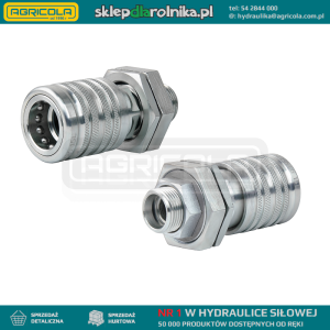 Szybkozłącze hydrauliczne gniazdo euro. Gwint zewnętrzny M22x1.5. Specjalnie przystosowane do przykręcenia do oryginalnego tylnego wspornika gniazd w ciągnikach Ursus C-330 i C-360.