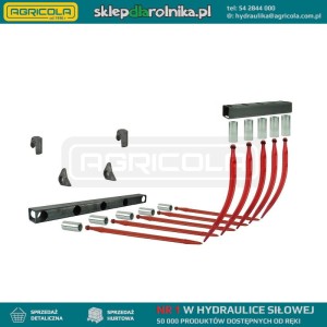 Dwie belki dolna i górna 830mm komplet do krokodyla w zestawie z tulejami do zębów górnych wygiętych dł. 680mm i dolnych prostych dł. 810mm + mocowania do euroramki