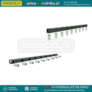 Dwie belki dolna i górna 1590mm komplet do krokodyla w zestawie z tulejami do zębów górnych wygiętych dł. 680mm i dolnych prostych dł. 1100mm