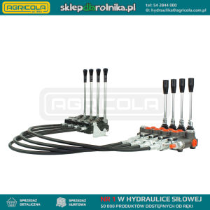 Rozdzielacz hydrauliczny 4 sekcyjny 40L z  dźwigniami i linkami 2m