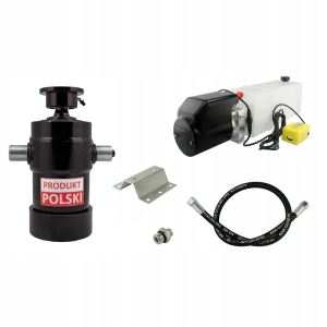 Hydraulika do przyczepy wywrotki, kipra. Zestaw do wywrotu: zasilacz 12V + siłownik skok 1000 udźwig do 12 ton