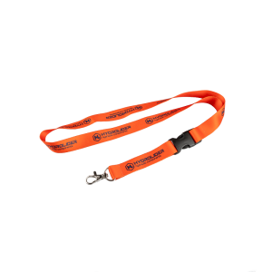 Pomarańczowa smycz z karabinkiem z logo Hydrolider, szerokość 20mm