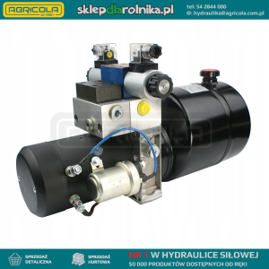 Kompletny agregat hydrauliczny mobilny 12V 1,6kW 3,3cm3 6L z jednym elektrozaworem