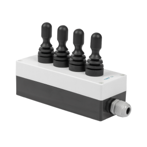 Obudowa z czterema joystickami elektrycznymi trzypozycyjnymi z pozycjonowaniem sprężynowym i zatrzaskowym